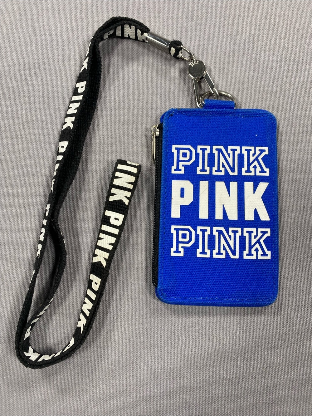 PINK Victoria's Secret Blue Card Holder with Black Lanyard